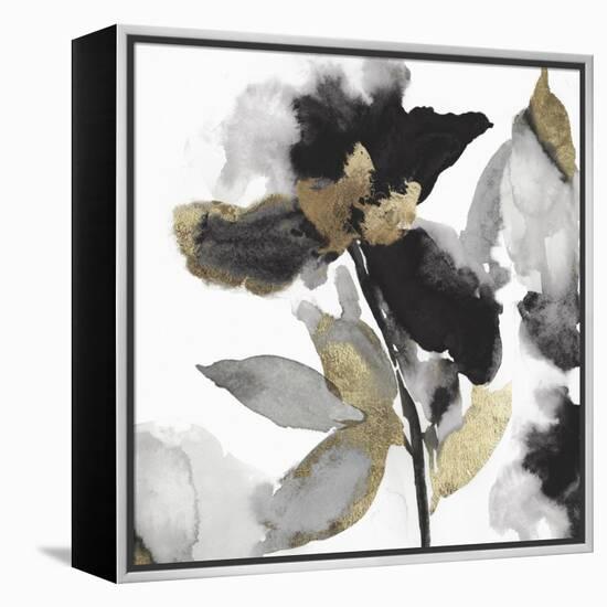 Black Petals Gold Leaves II-Asia Jensen-Framed Stretched Canvas