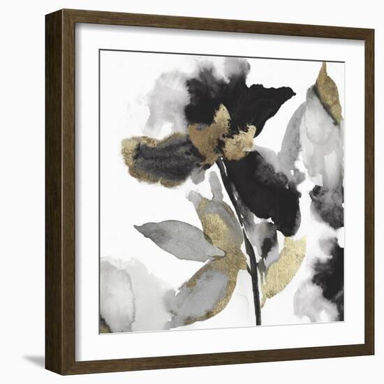 Black Petals Gold Leaves II-Asia Jensen-Framed Art Print