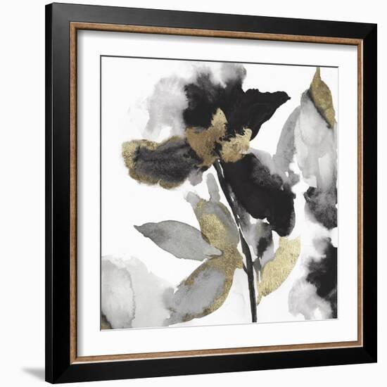 Black Petals Gold Leaves II-Asia Jensen-Framed Art Print