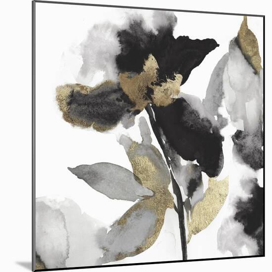 Black Petals Gold Leaves II-Asia Jensen-Mounted Art Print