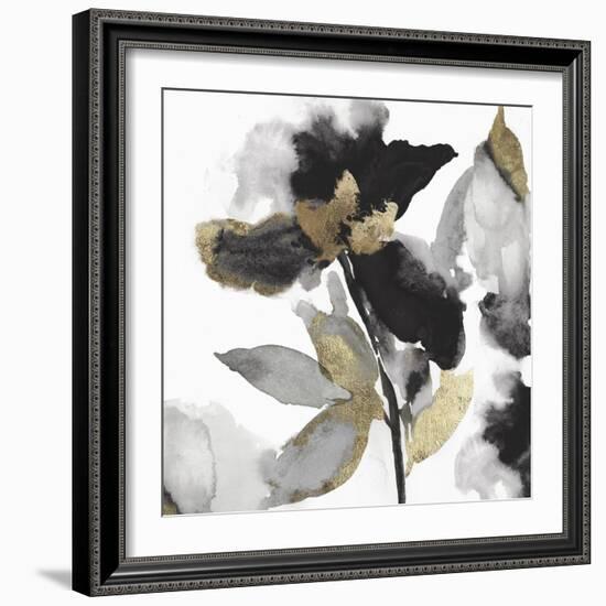 Black Petals Gold Leaves II-Asia Jensen-Framed Art Print