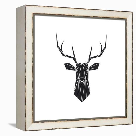 Black Polygon Deer-Lisa Kroll-Framed Stretched Canvas