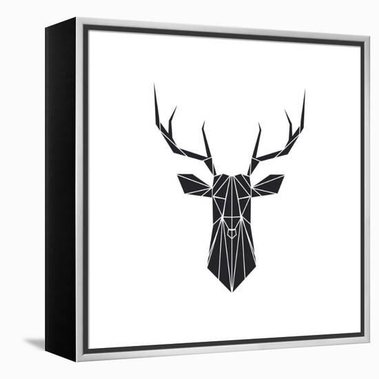 Black Polygon Deer-Lisa Kroll-Framed Stretched Canvas