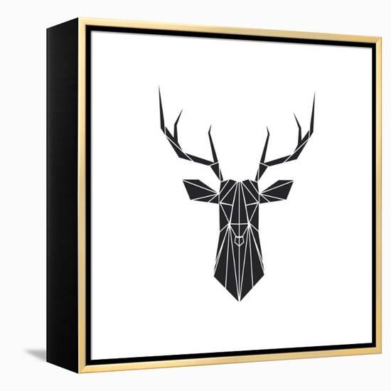 Black Polygon Deer-Lisa Kroll-Framed Stretched Canvas