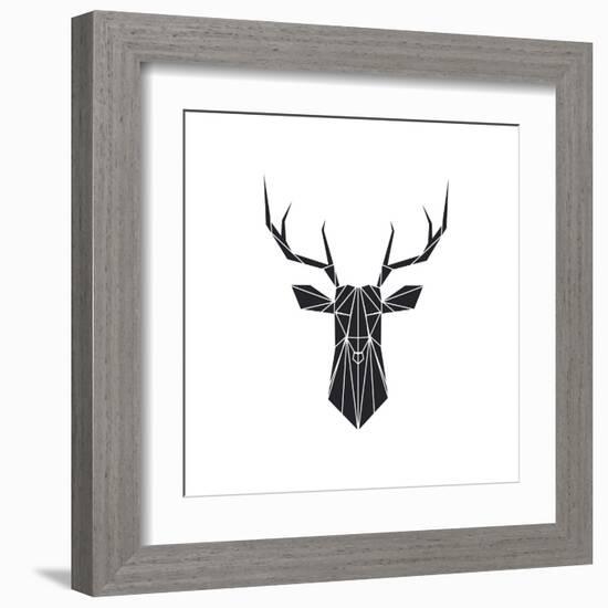 Black Polygon Deer-Lisa Kroll-Framed Art Print