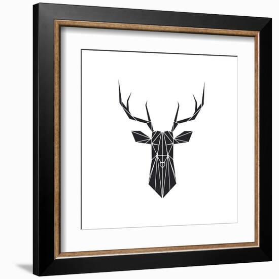 Black Polygon Deer-Lisa Kroll-Framed Art Print