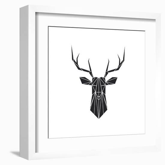 Black Polygon Deer-Lisa Kroll-Framed Art Print