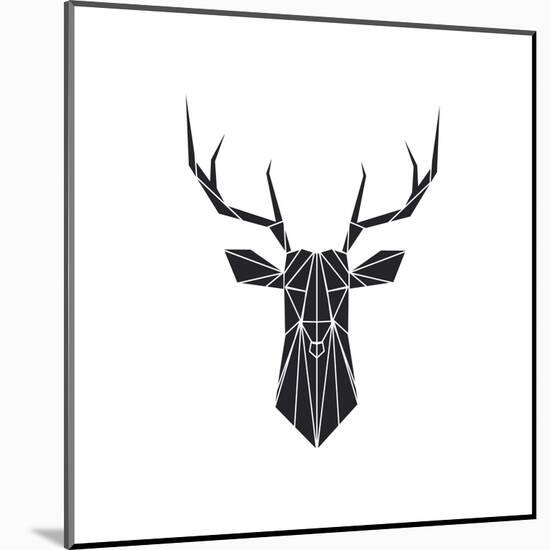 Black Polygon Deer-Lisa Kroll-Mounted Art Print