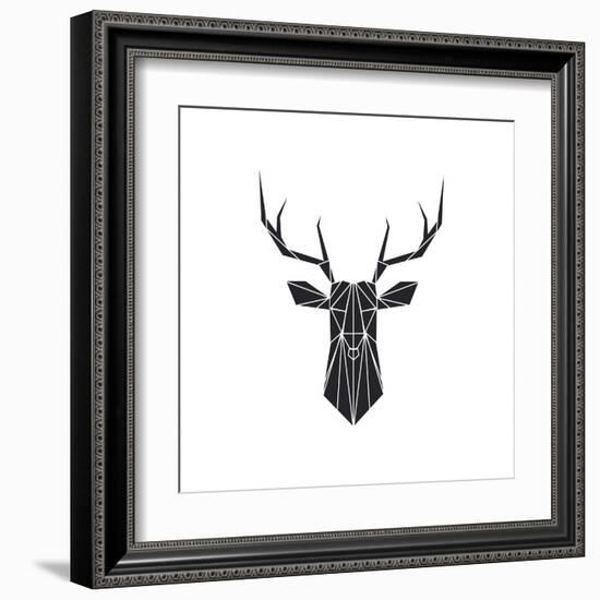 Black Polygon Deer-Lisa Kroll-Framed Art Print