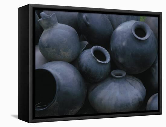 Black Pottery, San Bartolo Coyotepec, Oaxaca, Mexico-Judith Haden-Framed Premier Image Canvas