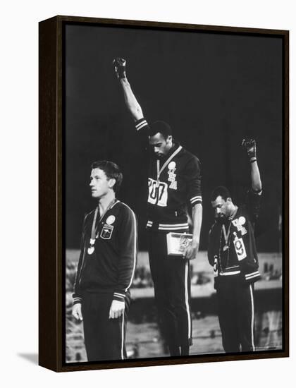 Black Power Salute, 1968 Mexico City Olympics-John Dominis-Framed Premier Image Canvas