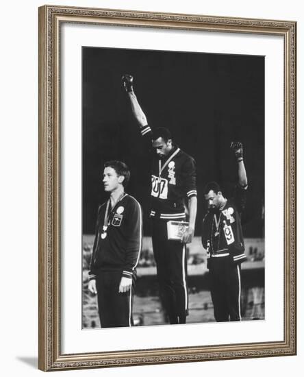 Black Power Salute, 1968 Mexico City Olympics-John Dominis-Framed Premium Photographic Print