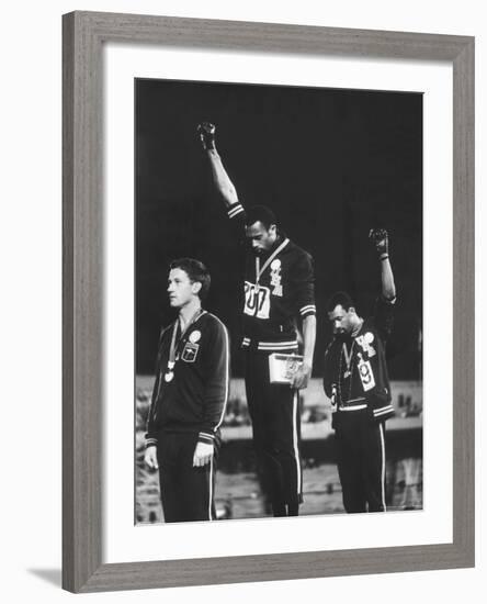 Black Power Salute, 1968 Mexico City Olympics-John Dominis-Framed Premium Photographic Print