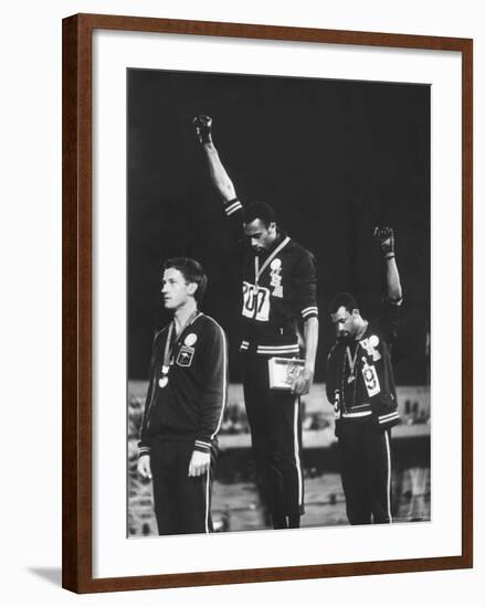 Black Power Salute, 1968 Mexico City Olympics-John Dominis-Framed Premium Photographic Print