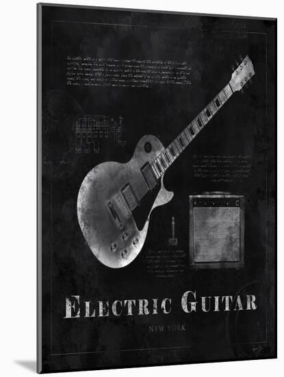 Black Print Electric Guitar-Eric Yang-Mounted Art Print