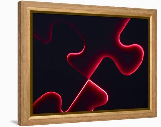 Black Puzzle with Red Light Shining Through the Cracks-null-Framed Premier Image Canvas