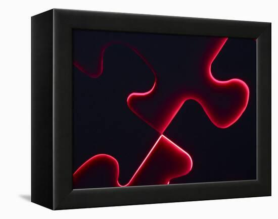 Black Puzzle with Red Light Shining Through the Cracks-null-Framed Premier Image Canvas