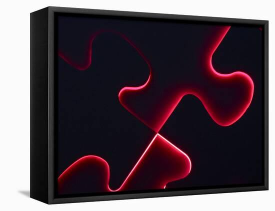 Black Puzzle with Red Light Shining Through the Cracks-null-Framed Premier Image Canvas