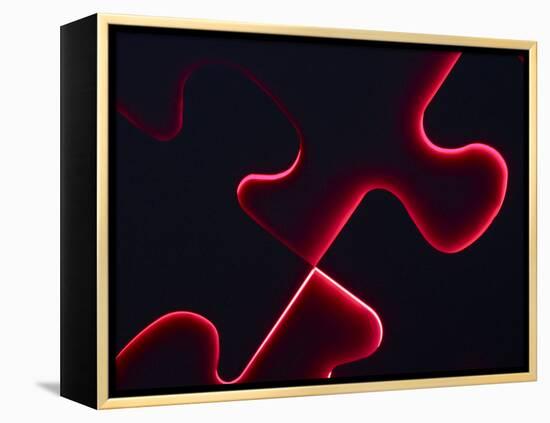 Black Puzzle with Red Light Shining Through the Cracks-null-Framed Premier Image Canvas