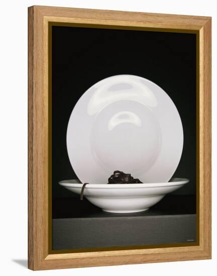 Black Ribbon Pasta with Two White Pasta Plates-Jan-peter Westermann-Framed Premier Image Canvas