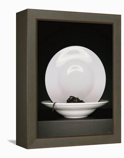 Black Ribbon Pasta with Two White Pasta Plates-Jan-peter Westermann-Framed Premier Image Canvas