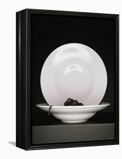 Black Ribbon Pasta with Two White Pasta Plates-Jan-peter Westermann-Framed Premier Image Canvas