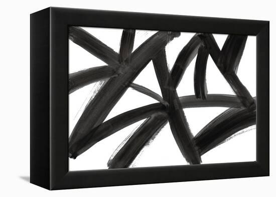Black Roads Abstract-Emily Navas-Framed Stretched Canvas