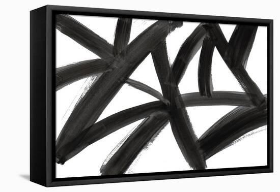Black Roads Abstract-Emily Navas-Framed Stretched Canvas