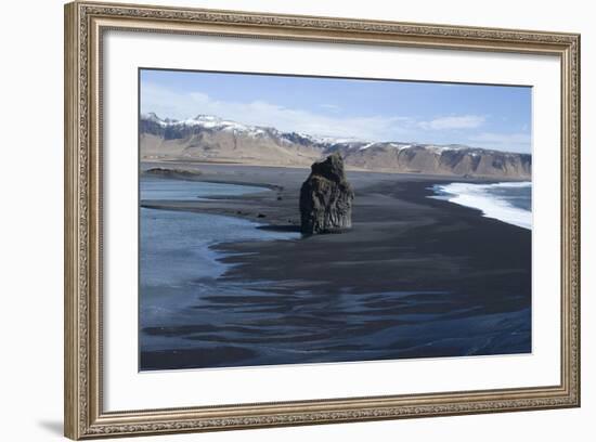 Black Sand at Dyrholaey Seashore, South Iceland-Natalie Tepper-Framed Photo