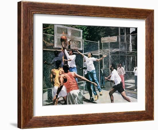 Black Shooting Hoops-unknown unknown-Framed Art Print