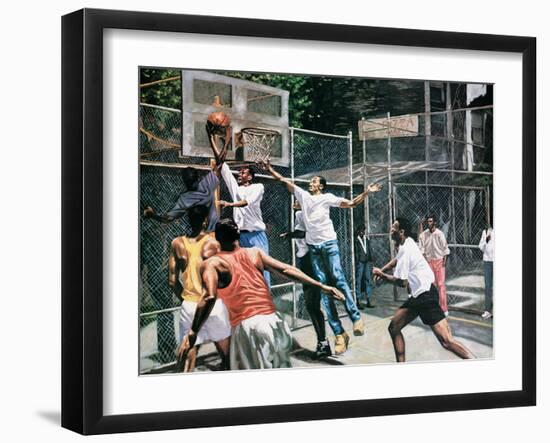 Black Shooting Hoops-unknown unknown-Framed Art Print