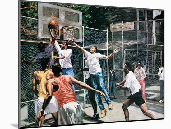 Black Shooting Hoops-unknown unknown-Mounted Art Print