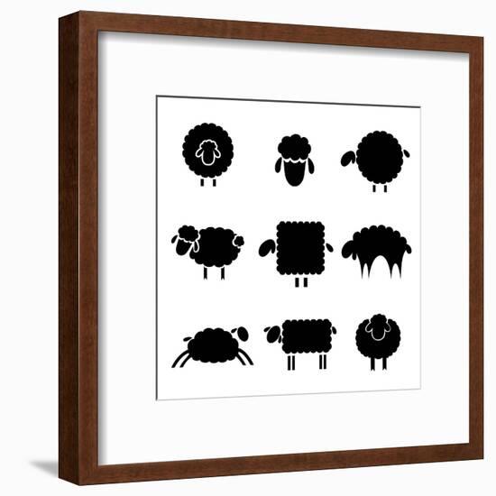 Black Silhouette of Sheeps-vip2807-Framed Art Print