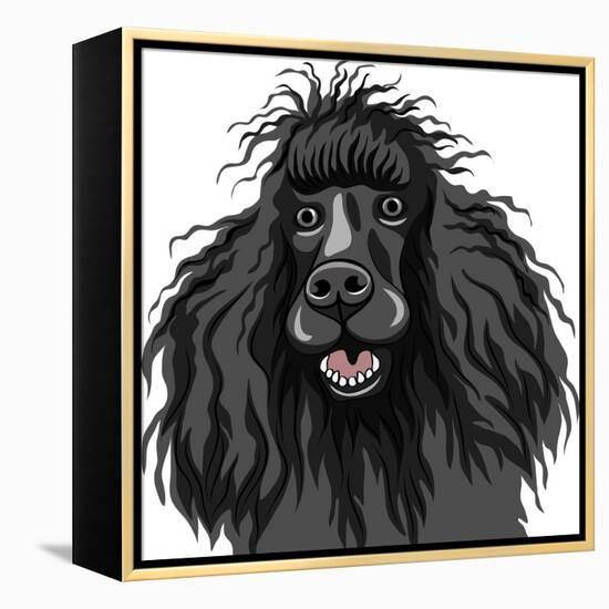 Black Smiling Dog - Poodle-kavalenkava volha-Framed Stretched Canvas