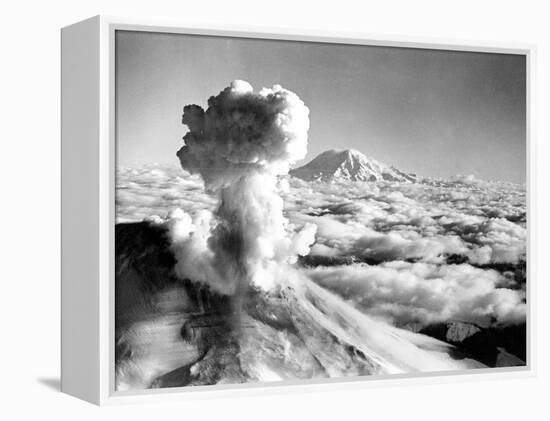 Black Smoke and Ash Drift Skyward as Mount St. Helens Erupts-null-Framed Premier Image Canvas