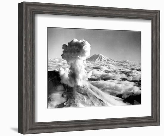 Black Smoke and Ash Drift Skyward as Mount St. Helens Erupts--Framed Photographic Print