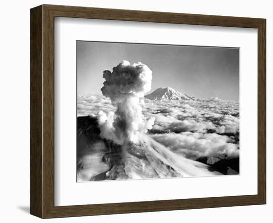 Black Smoke and Ash Drift Skyward as Mount St. Helens Erupts-null-Framed Photographic Print