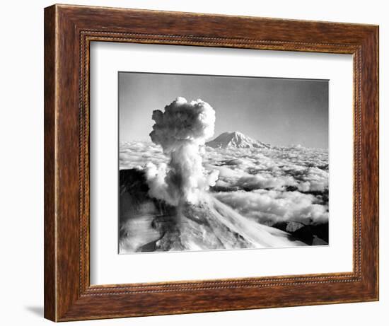 Black Smoke and Ash Drift Skyward as Mount St. Helens Erupts--Framed Photographic Print