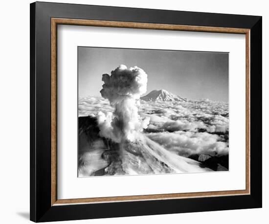 Black Smoke and Ash Drift Skyward as Mount St. Helens Erupts-null-Framed Photographic Print