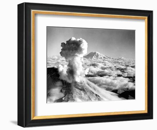 Black Smoke and Ash Drift Skyward as Mount St. Helens Erupts-null-Framed Photographic Print