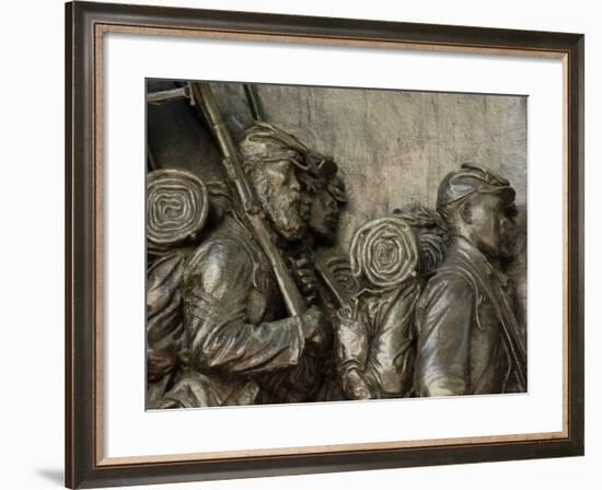 Black Soldiers of the 54th Massachusetts Regiment, Memorial in Boston, Massachusetts-null-Framed Photographic Print