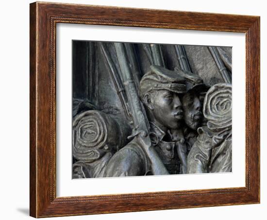 Black Soldiers of the 54th Massachusetts Regiment, Memorial in Boston, Massachusetts-null-Framed Photographic Print