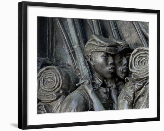 Black Soldiers of the 54th Massachusetts Regiment, Memorial in Boston, Massachusetts-null-Framed Photographic Print