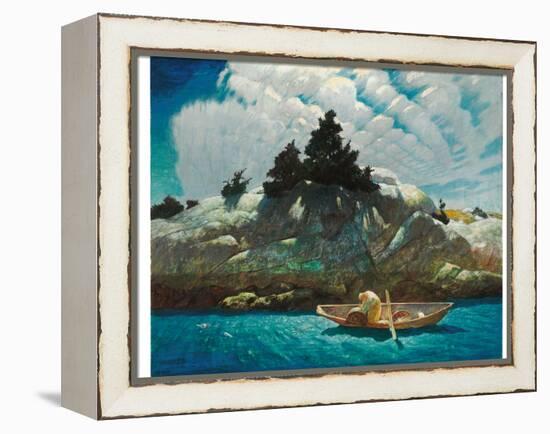 Black Spruce Ledge (Lobstering off Black Spruce Ledge), 1939 (Tempera on Panel)-Newell Convers Wyeth-Framed Premier Image Canvas