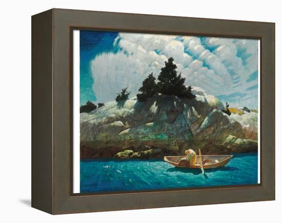 Black Spruce Ledge (Lobstering off Black Spruce Ledge), 1939 (Tempera on Panel)-Newell Convers Wyeth-Framed Premier Image Canvas