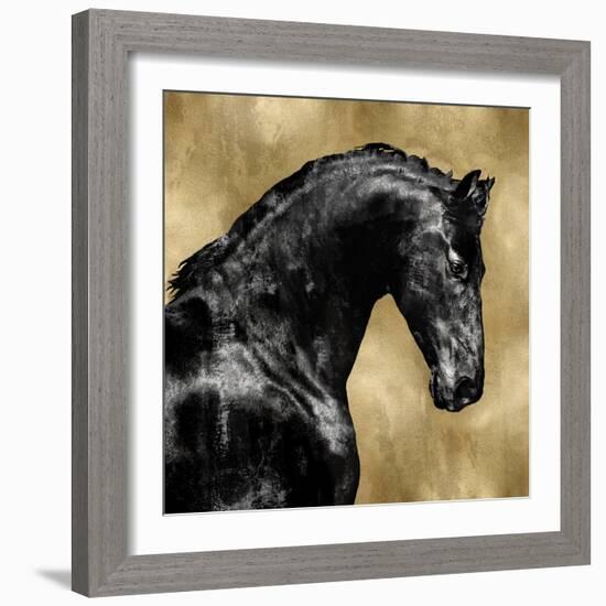 Black Stallion on Gold-Martin Rose-Framed Art Print