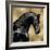 Black Stallion on Gold-Martin Rose-Framed Art Print