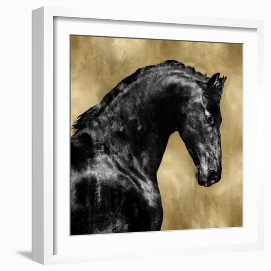 Black Stallion on Gold-Martin Rose-Framed Art Print