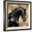 Black Stallion on Gold-Martin Rose-Framed Art Print