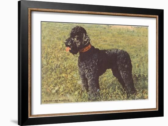 Black Standard Poodle on Grass-null-Framed Art Print